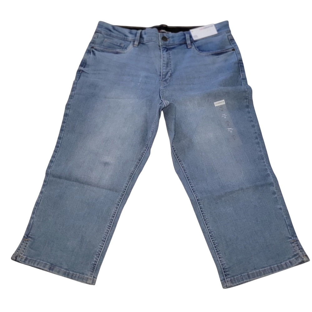 Liz Claiborne NEW Sara Crop Mid Rise Light Wash Denim Jeans 16 momcore beach